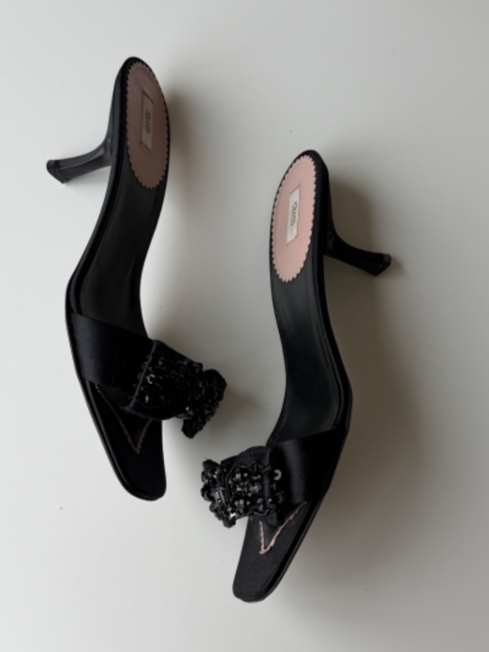 Vintage Prada black satin embellished slides mules, IT 40 - Picture 3 of 9